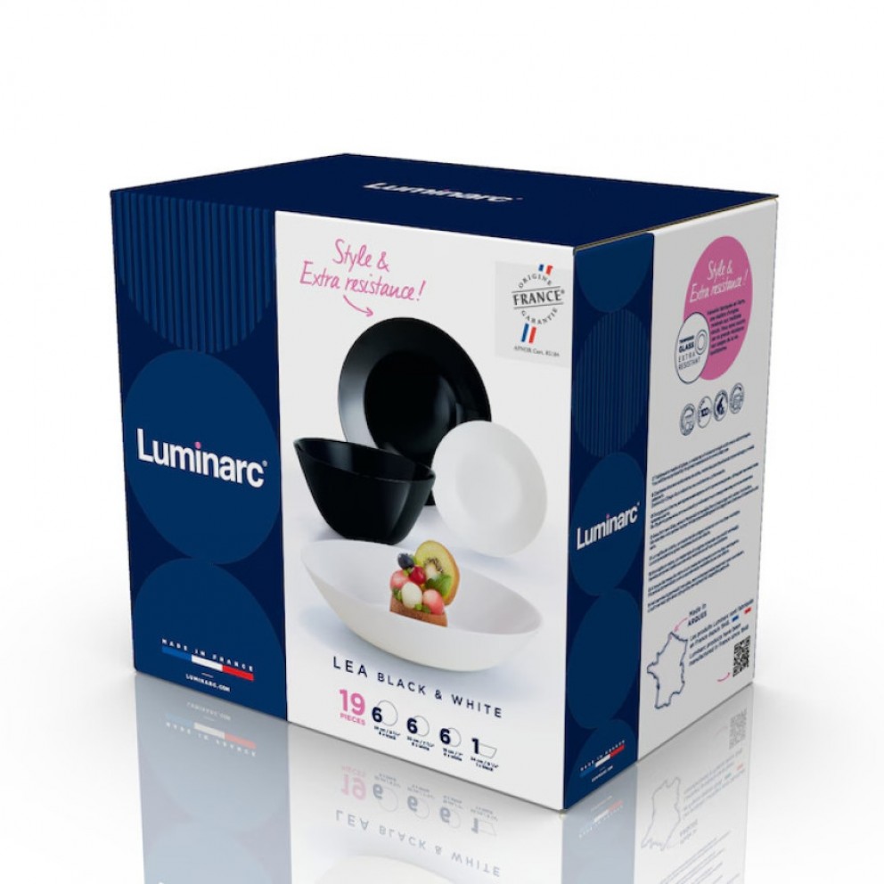 Сервиз Luminarc Lea черно- бял - 19 части
